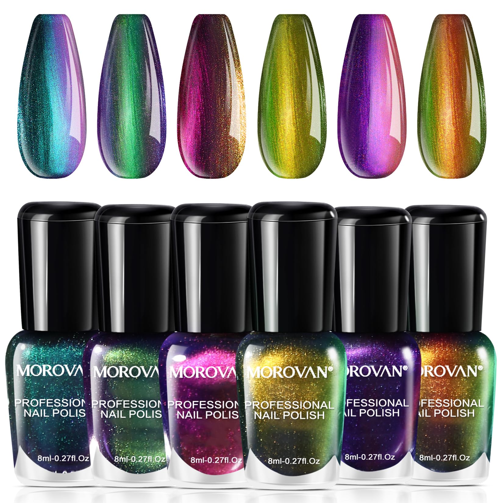 Morovan esmalte uñas hologografico ombre: acabado multicolor para uñas deslumbrantes.