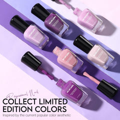 Morovan Esmalte lila muestra color en paleta para combinar looks.