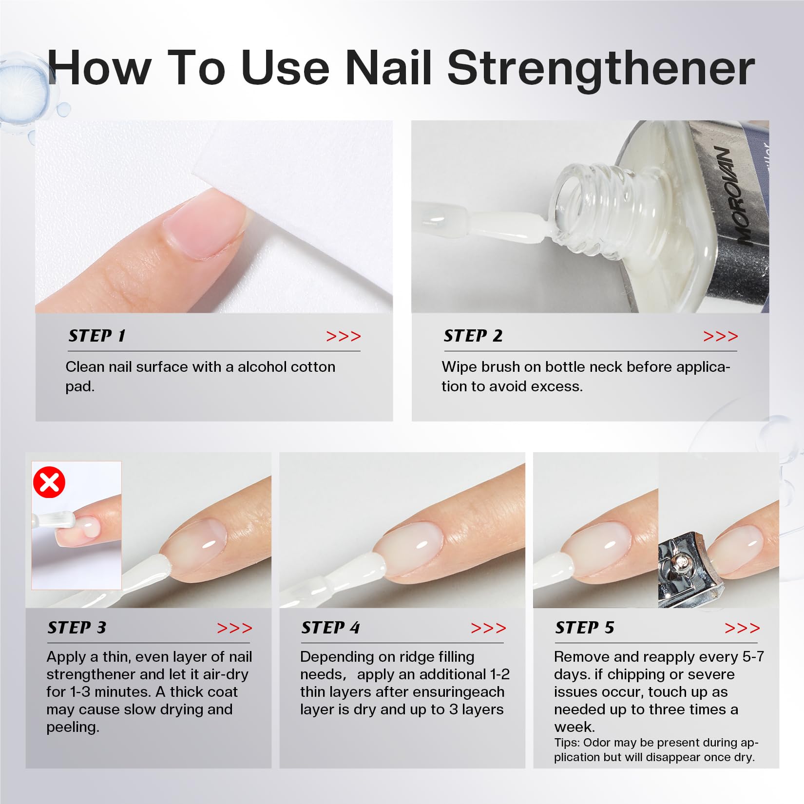 Morovan-low-odor-formula provides fragrance-free strength for daily nail care.
