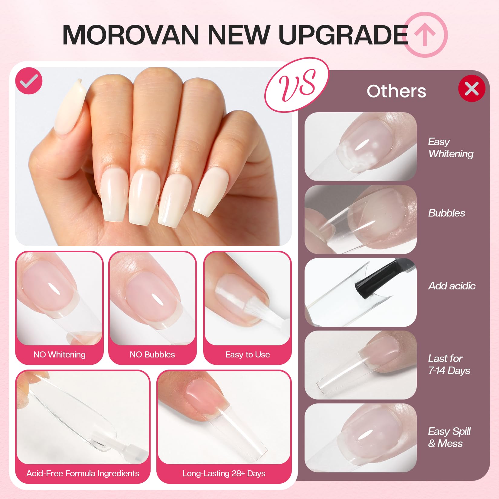 Morovan pegamento uñas tips acrilicas para fijar uñas postizas con precisión