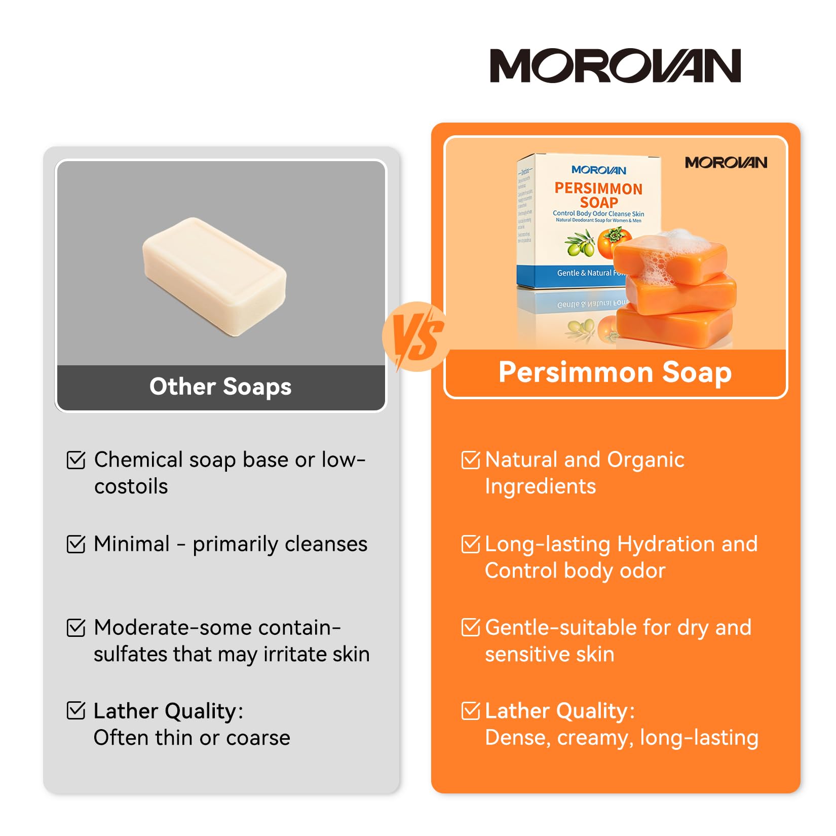 Morovan Persimmon, aceites vegetales para hidratación suave.