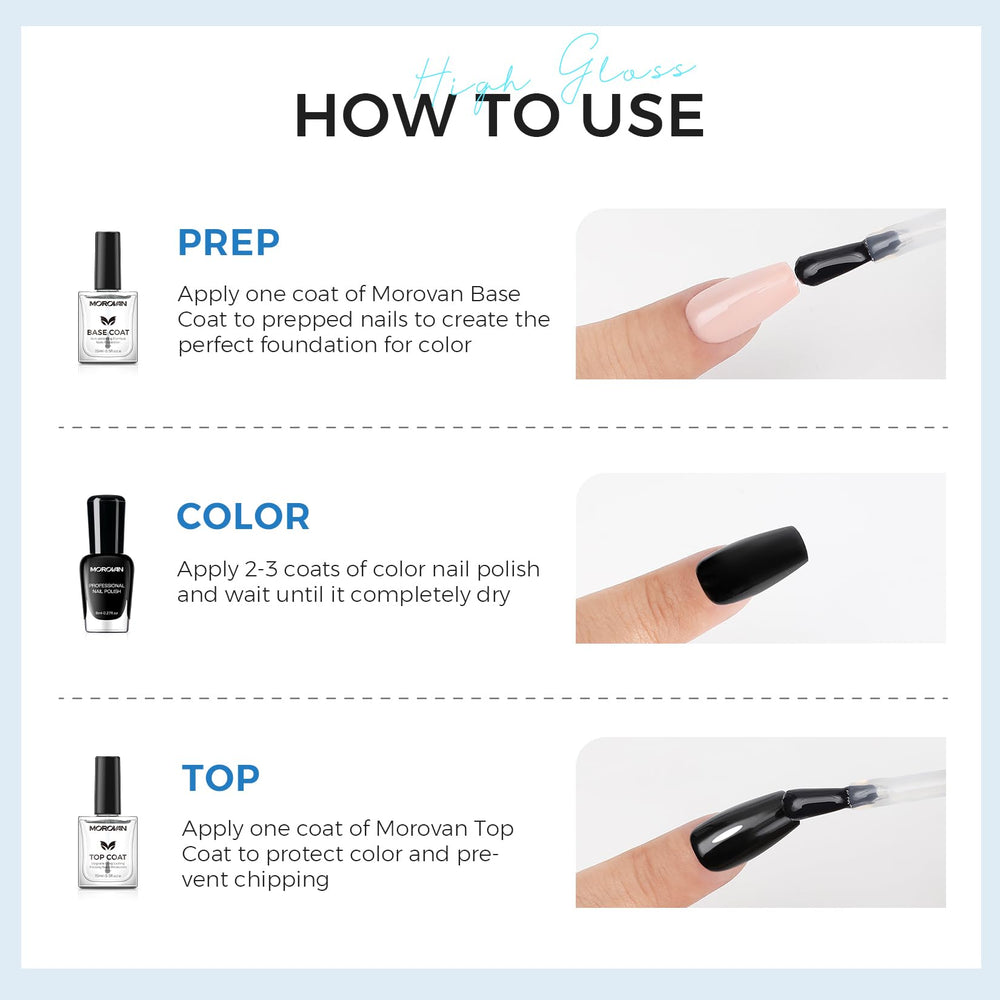 Morovan salon-quality manicure look after top coat finish.