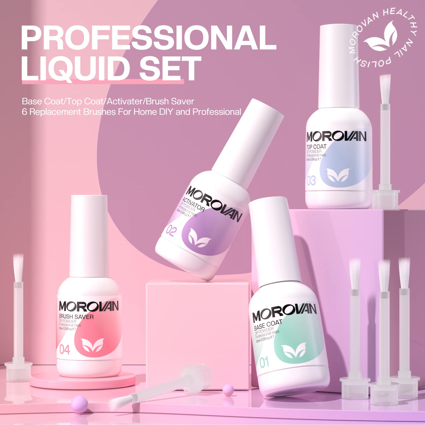 Morovan set completo de uñas para polvo de inmersión, uso doméstico.