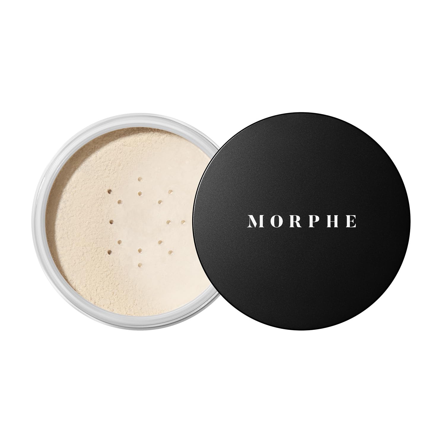 Morphe Jumbo Bake and Set translucent powder jar close-up showing a soft matte finish.