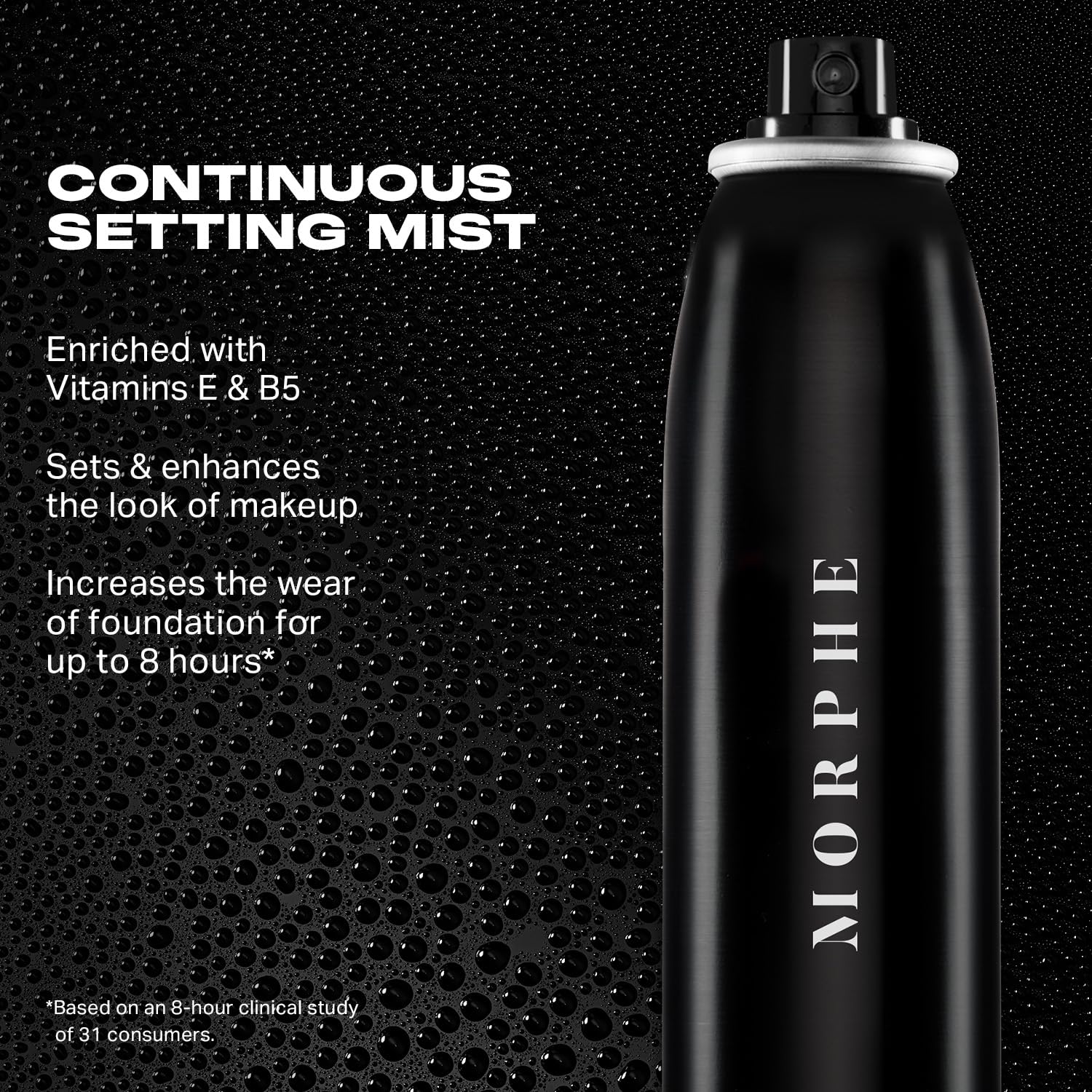 MORPHE Jumbo Continuous Setting Spray bag-on-valve technology enables controlled, comfortable spray.