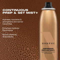 MORPHE mist being sprayed to prep skin before makeup.