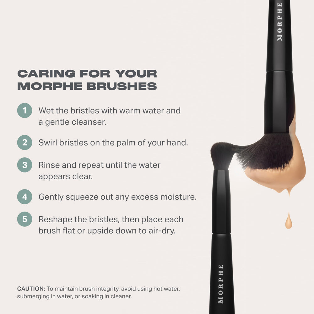 MORPHE Rose Away brushes feature rose-gold details for a premium vanity look.