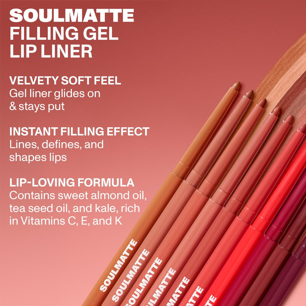MORPHE Soulmatte gel lip liner offers soft velvet finish with a non-drying feel.