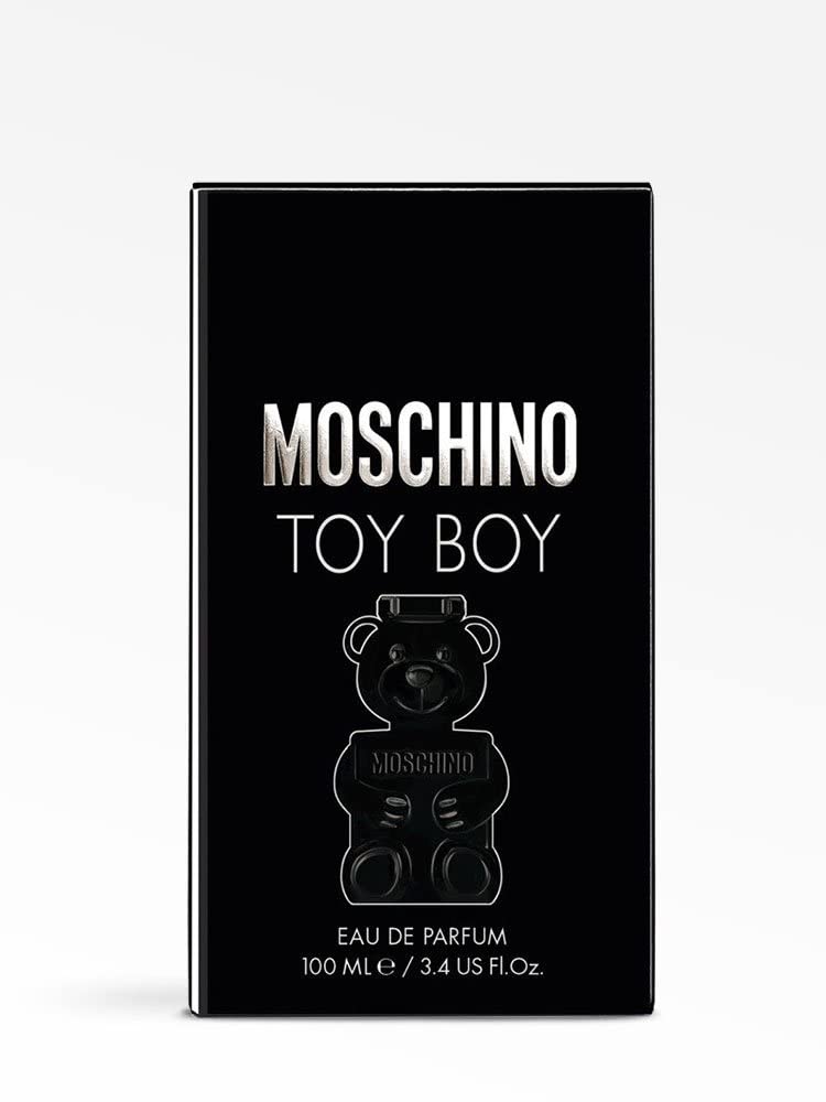 Moschino Toy Boy packaging box emphasizes sleek branding and gift-ready presentation.
