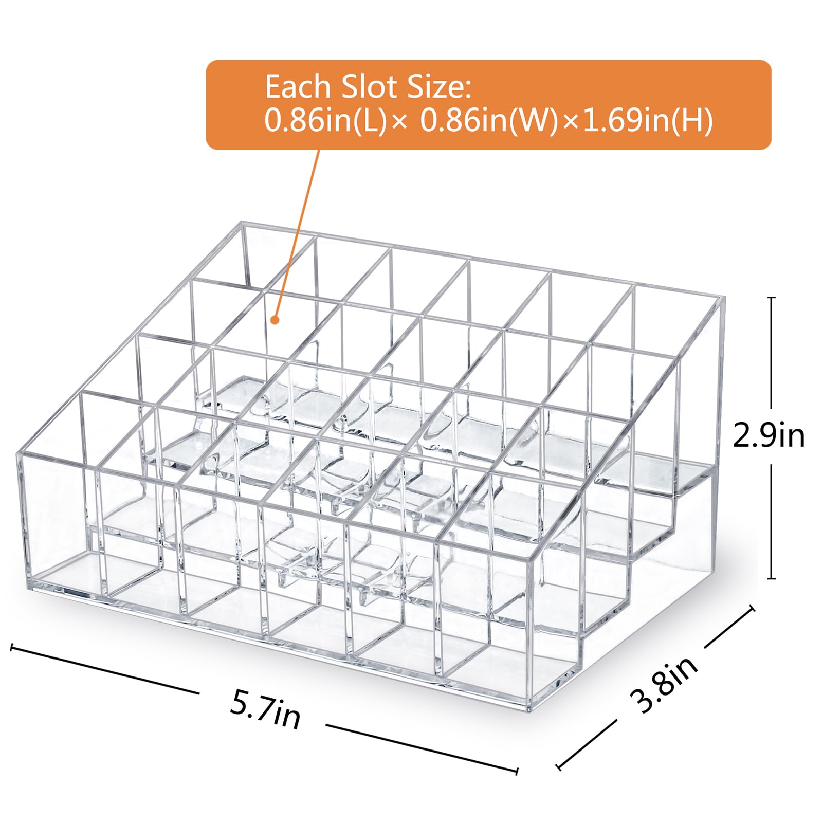 MOSIKER clear plastic cosmetics organizer showcasing lip products in a neat display.