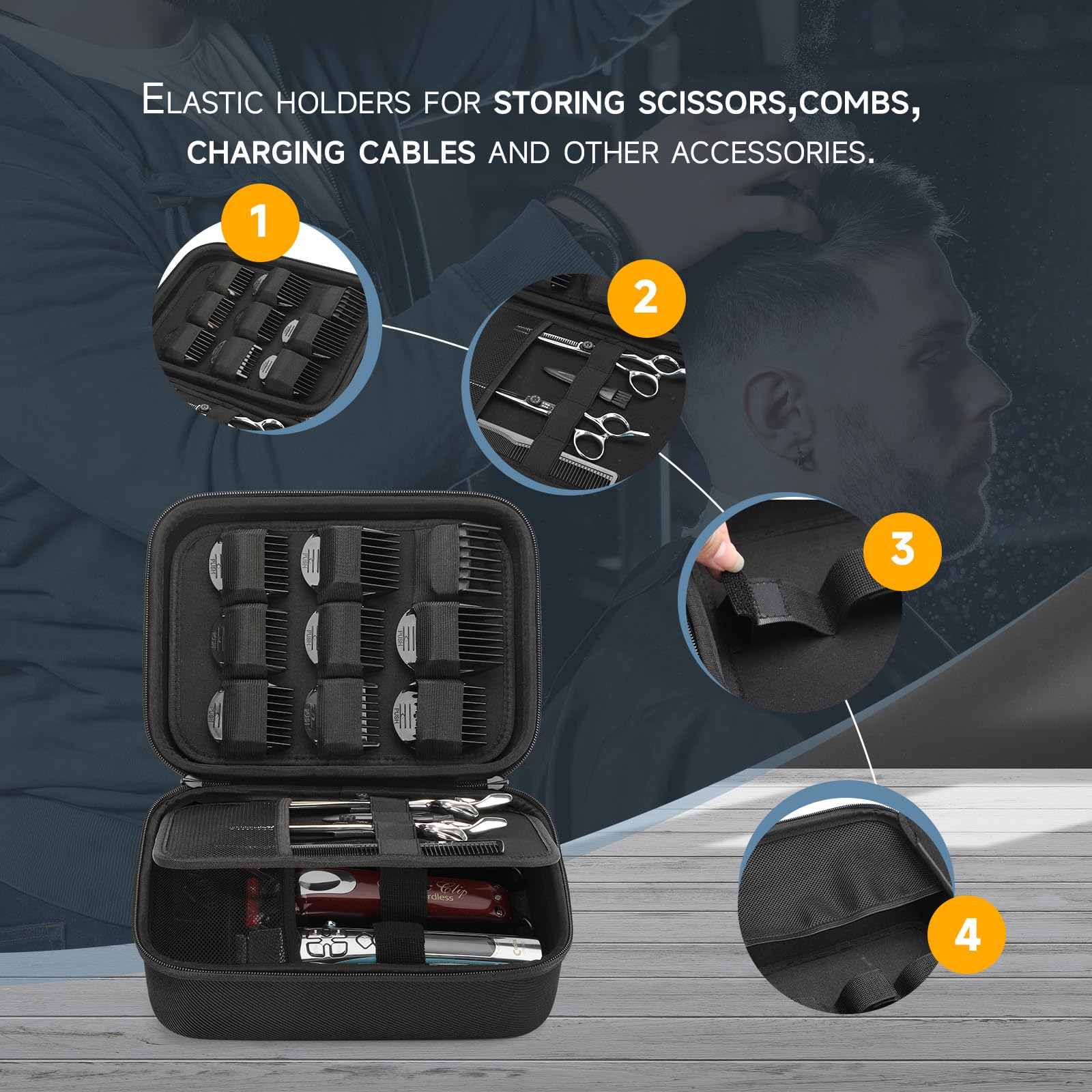 MOSLA barber bag featuring a durable zipper for smooth access