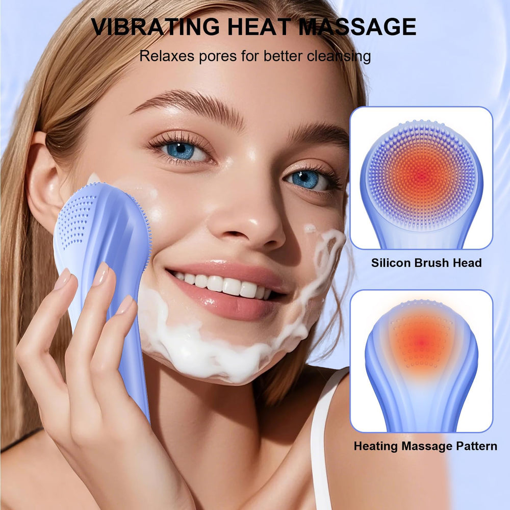 Mosnami blue scrubber showing five modes for customized cleansing