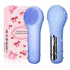 Mosnami silicone face scrubber blue angled view for deep cleansing