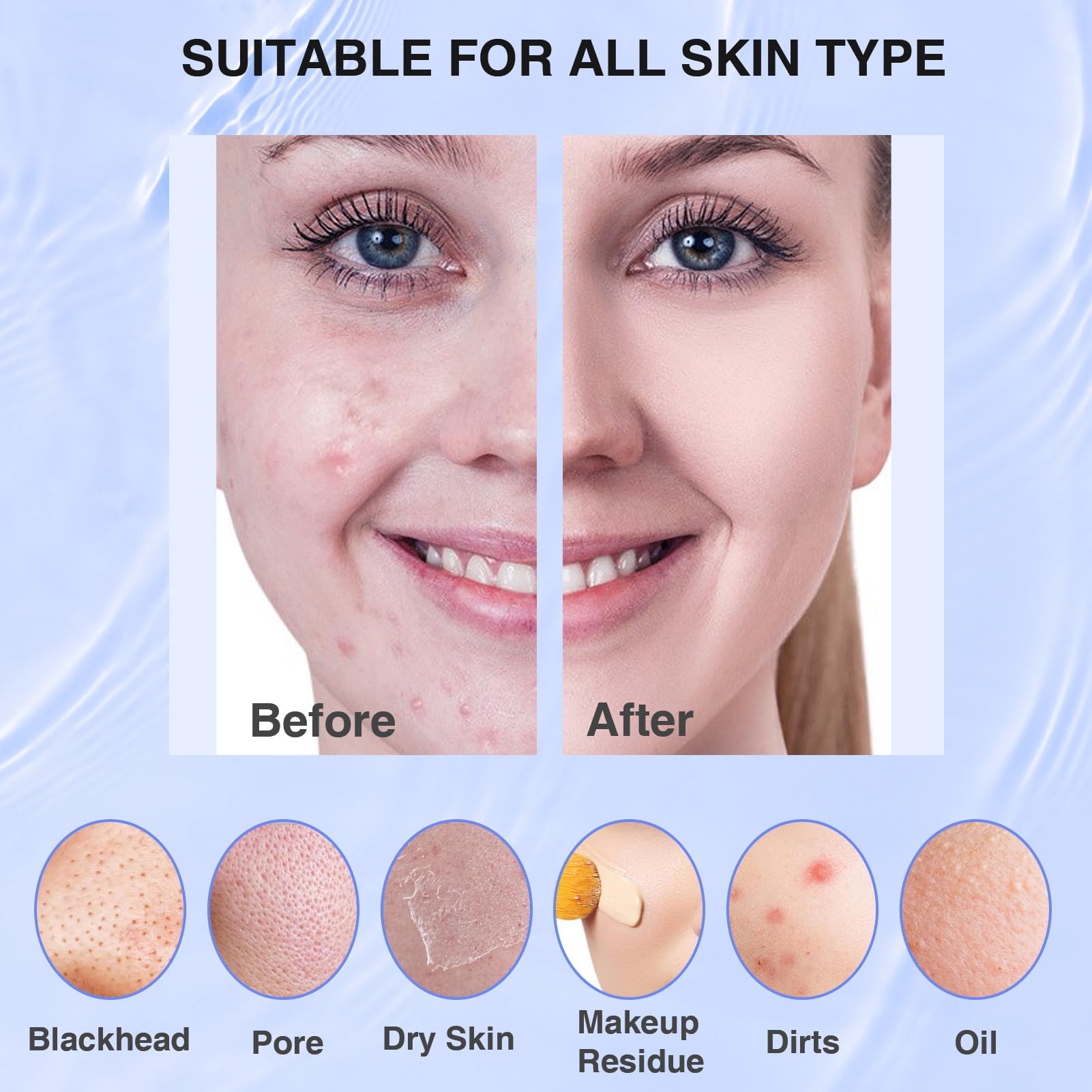 Mosnami blue IPX7 waterproof silicone face scrubber underwater use