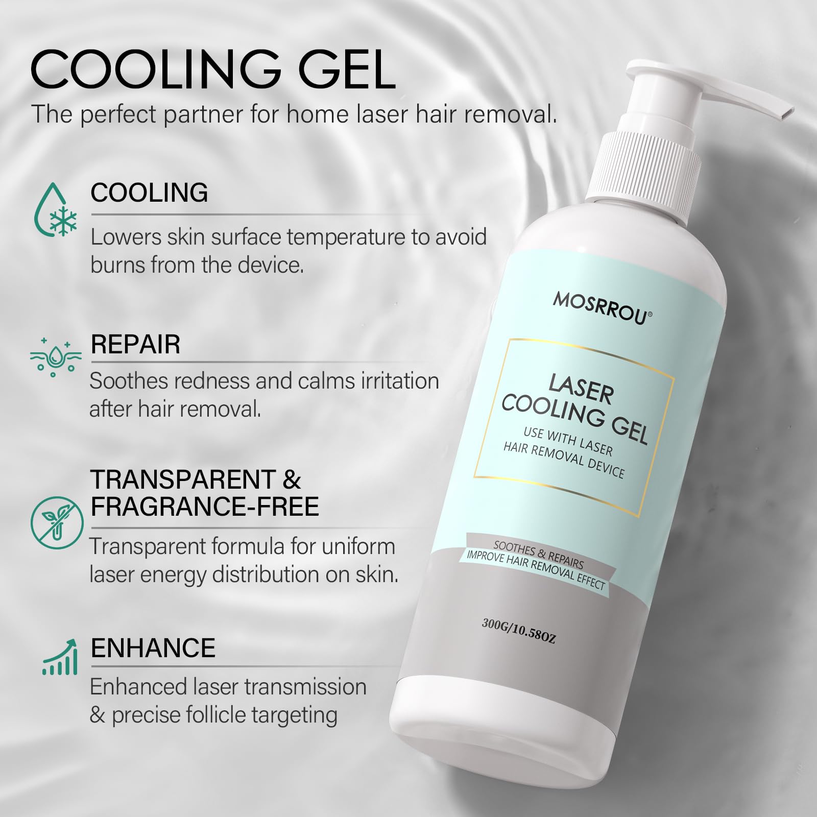 MOSRROU cooling gel applied on skin enabling smooth device glide