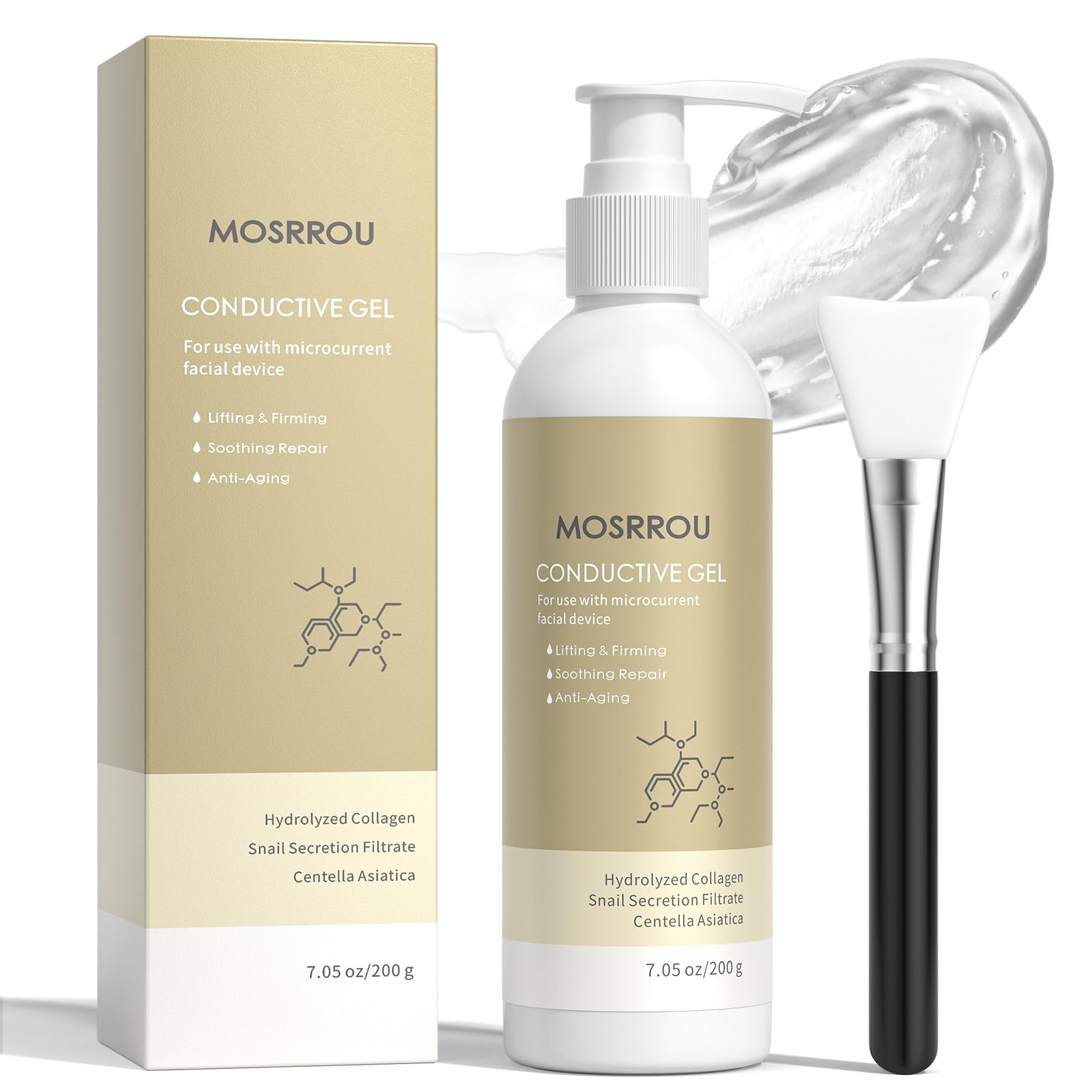 MOSRROU gel conductor microcorriente hidratante para rostro, facilita deslizamiento suave.