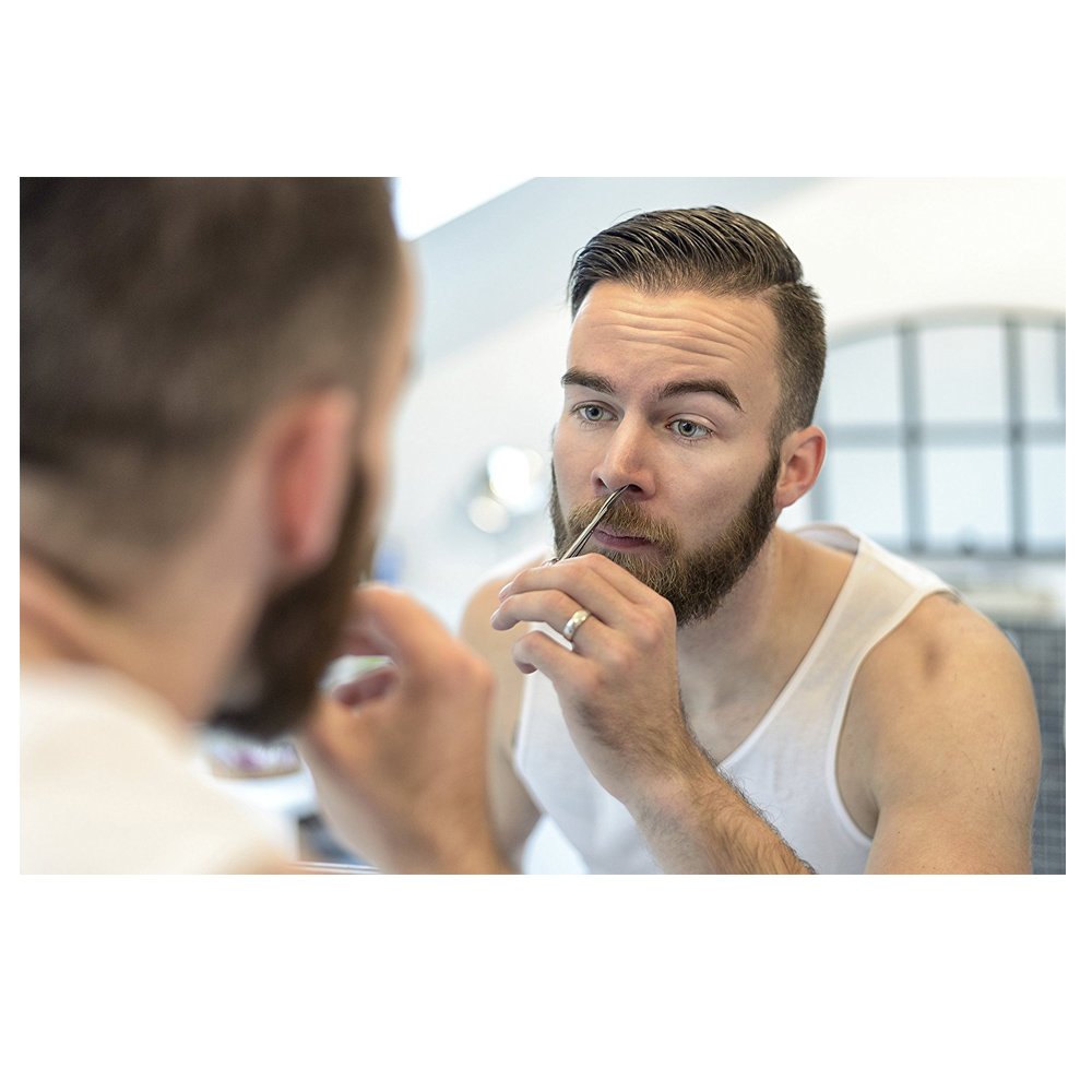 Motanar grooming scissors in hand for beard and eyebrow trims