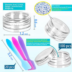 MotBach clear round cosmetic jars 3g are leak-proof for creams and serums.