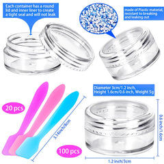 MotBach mini sample containers with spatulas for clean application.