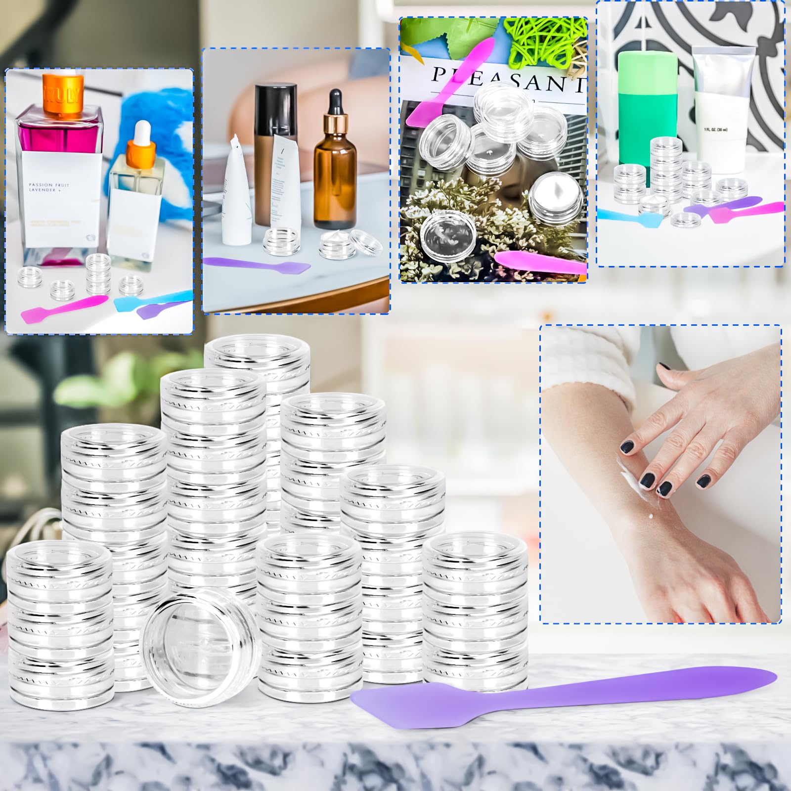 MotBach reusable containers for creams, lip balms, and small accessories.