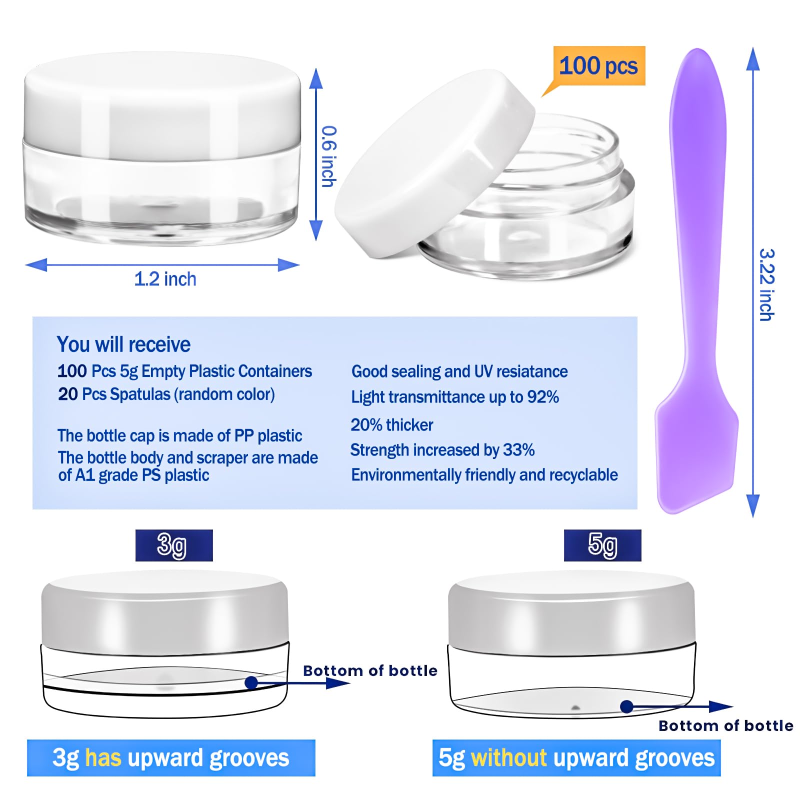 MotBach round clear 5ml jar for compact, visible cosmetic storage