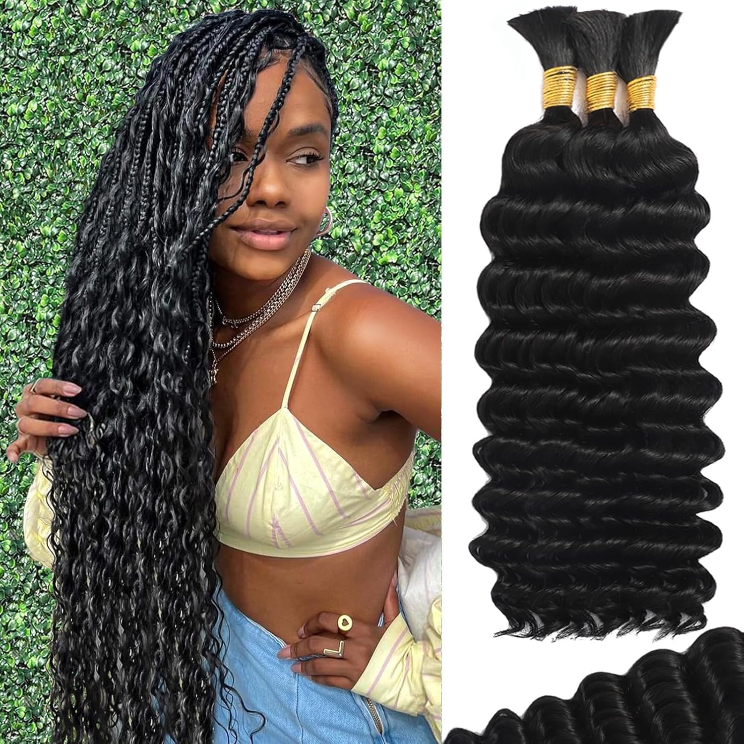 MOTFIN hair bundle for knotless braids with curly boho weave, durable and easy to style