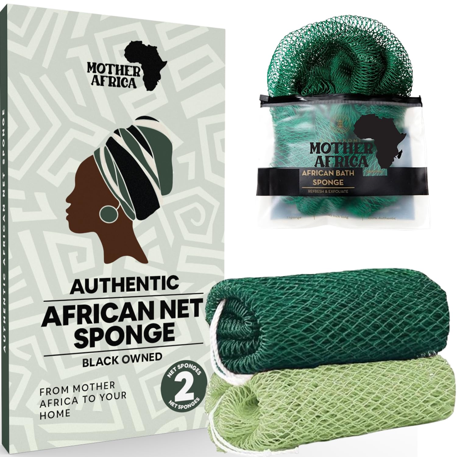Esponja de red africana Mother Africa con nudos micro para exfoliar suavemente