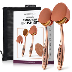 MotherCould premium sunscreen brush set with rose gold handles for mess-free application