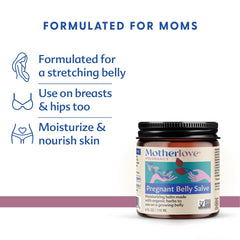 Motherlove belly salve application demonstrates easy absorption on skin