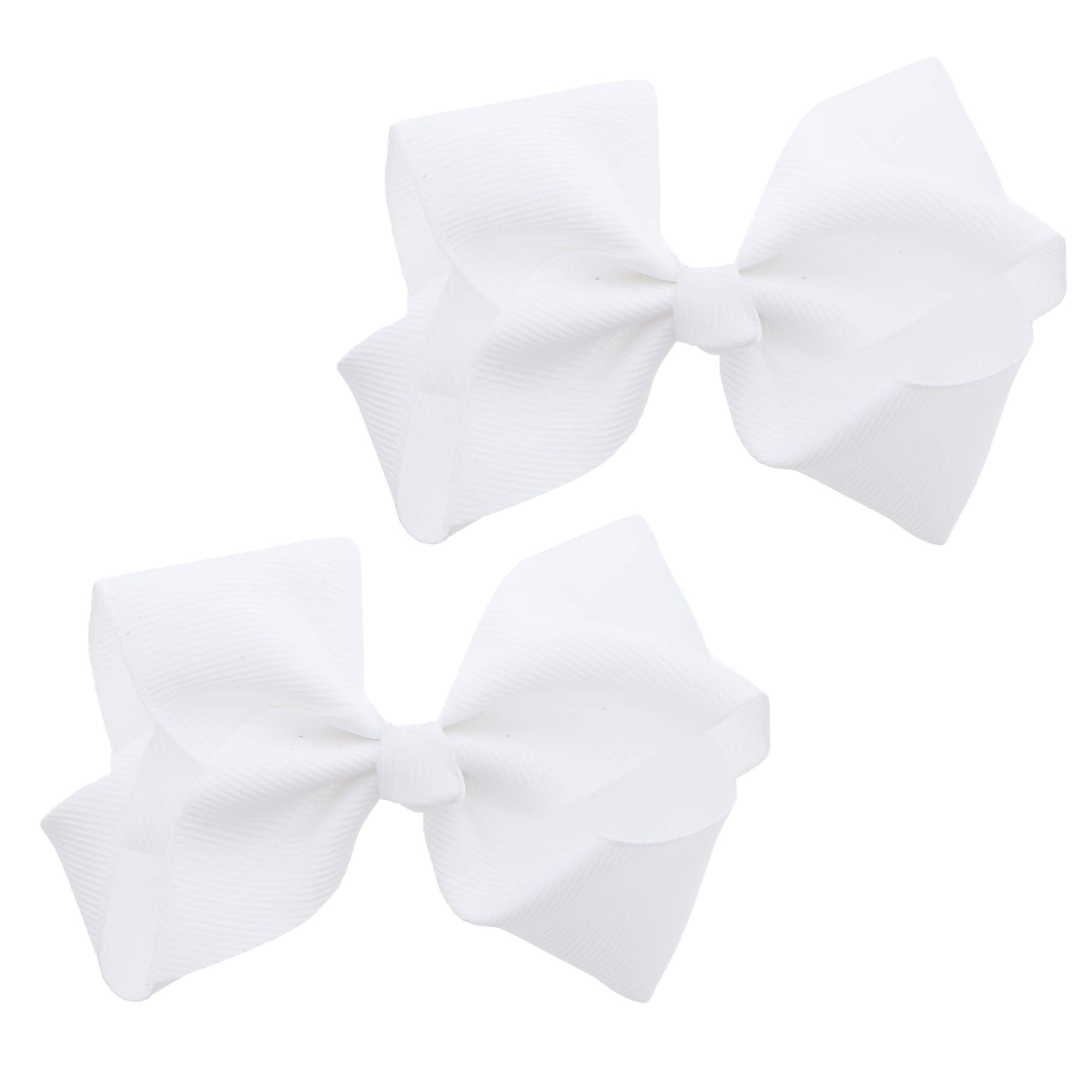 Motique Accessories 3 inch grosgrain bow white clip for secure everyday wear.
