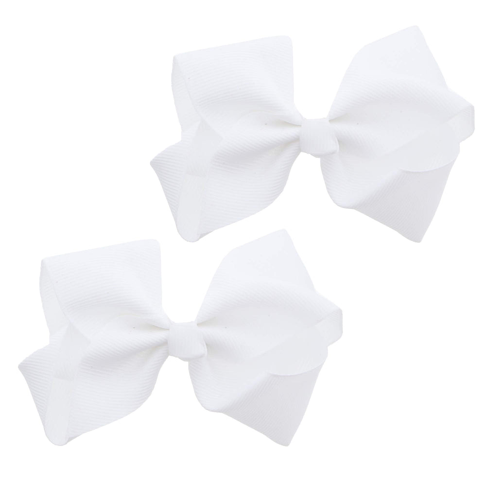 Motique Accessories 3 inch grosgrain bow white clip for secure everyday wear.