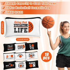 Moukeren basketball makeup bag featuring basketball icon for sporty style and practical storage.