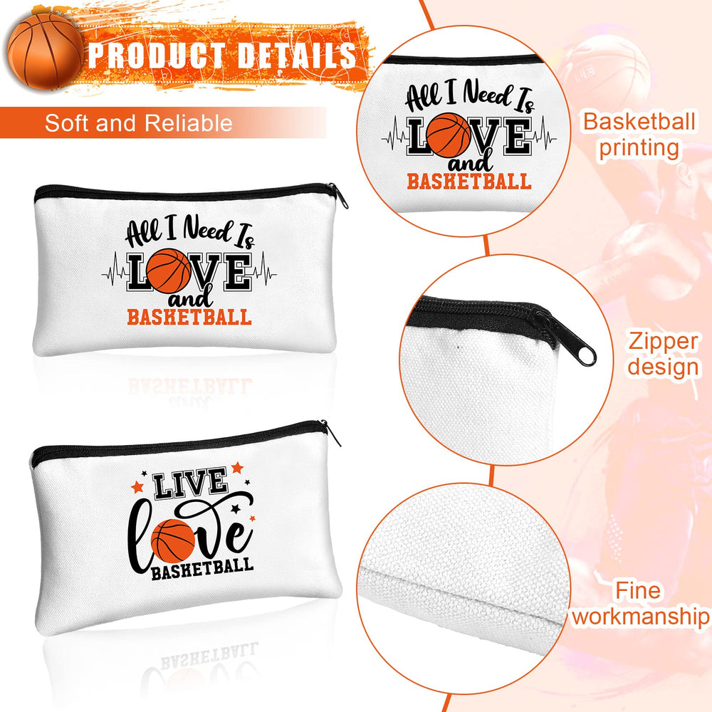 Moukeren basketball makeup bag with canvas texture for durable daily use.