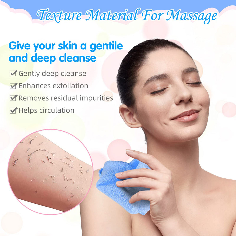 Paquete de 4 exfoliadores de espalda para ducha en azul y gris