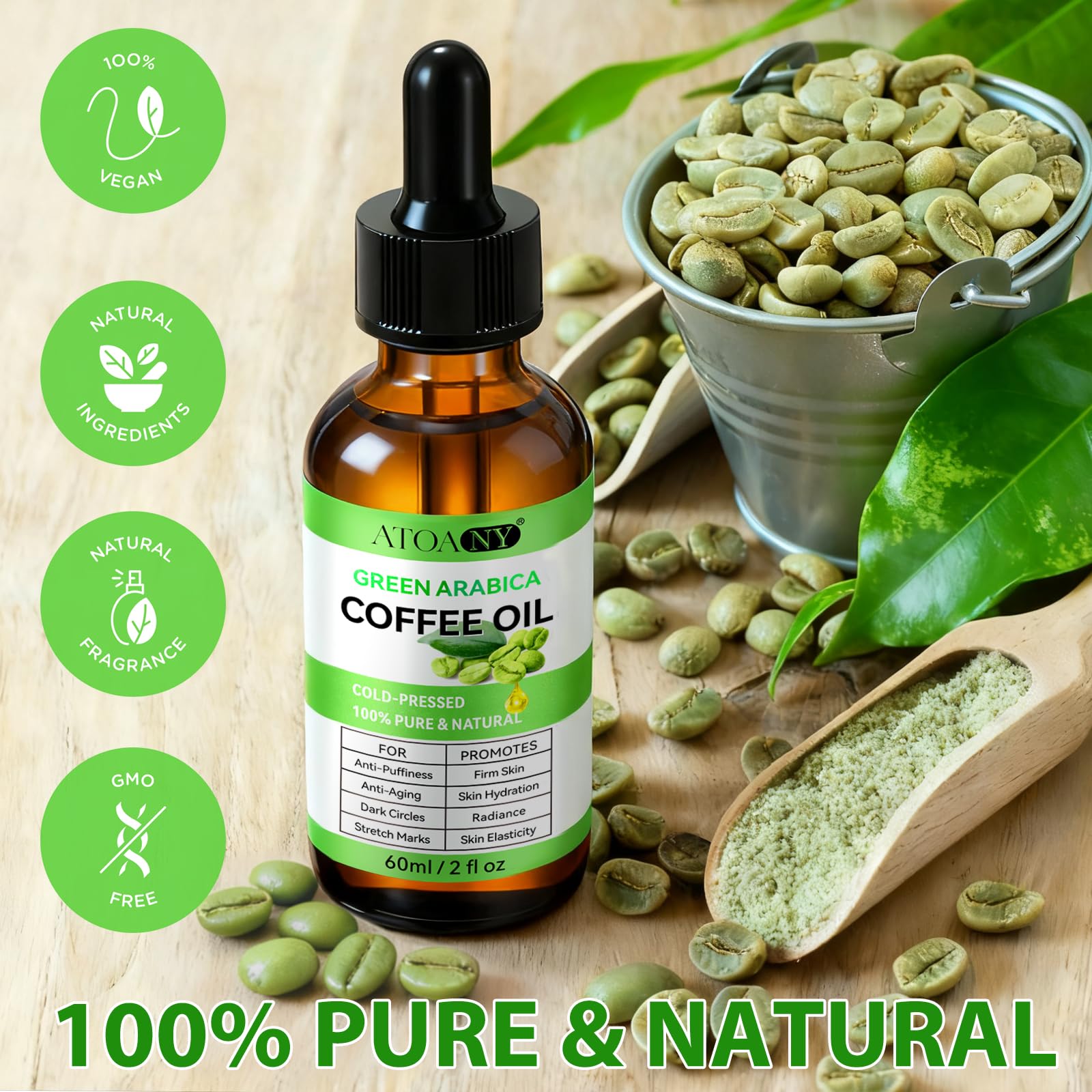 Moulis Green Coffee Oil face application helps reduce dark circles.