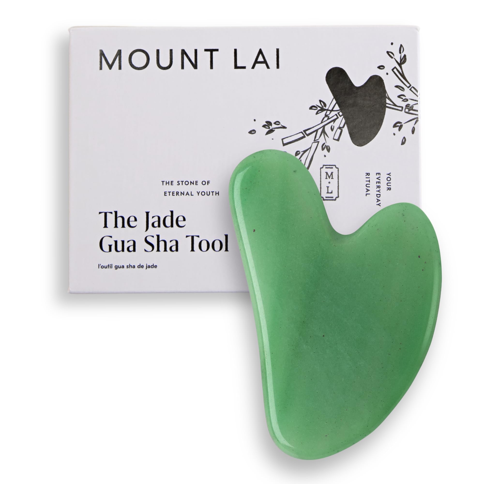 Mount Lai Jade Gua Sha performs forehead strokes for a cooling, smooth facial contour.
