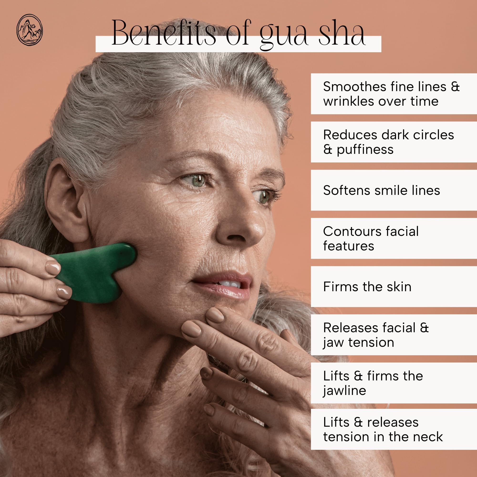 Mount Lai Jade Gua Sha along jawline helps sculpt and relieve tension.