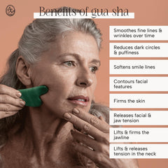 Mount Lai Jade Gua Sha along jawline helps sculpt and relieve tension.