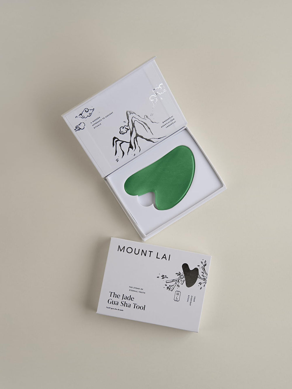 Mount Lai Jade Gua Sha with oil enhances glide and nourishment.