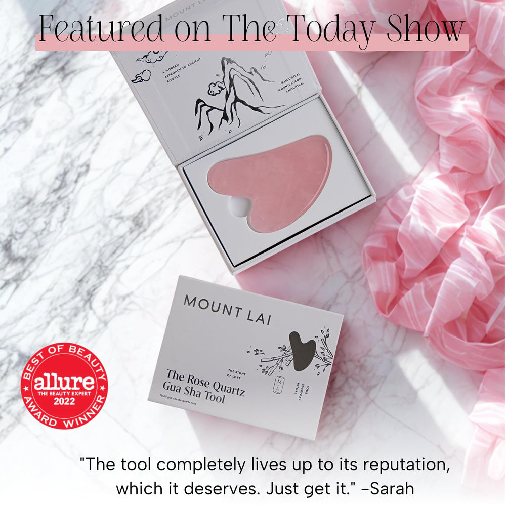 Mount Lai Rose Quartz Gua Sha close-up showing natural crystal texture