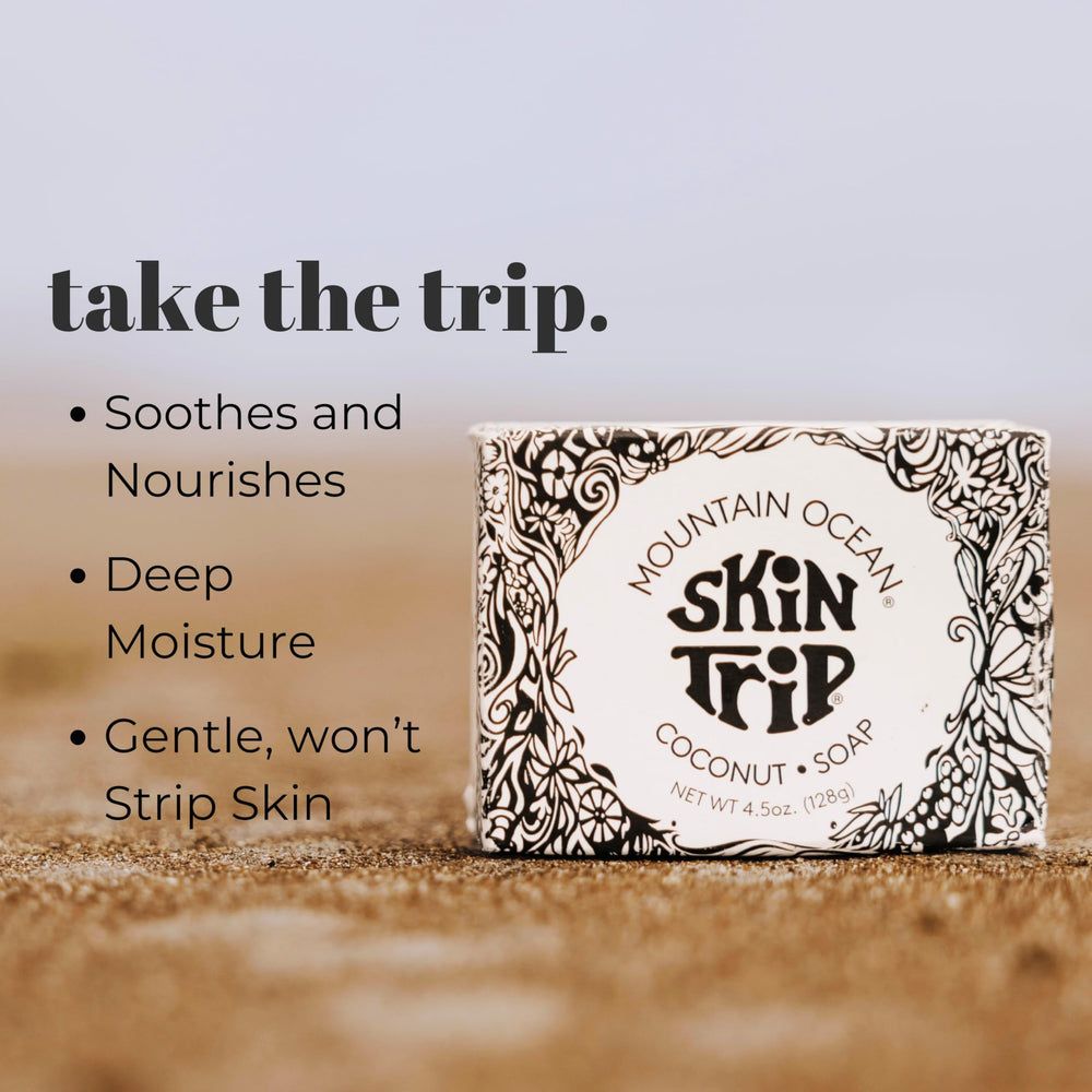 Mountain Ocean Skin Trip coconut soap bar nourishes dry skin for soft comfort