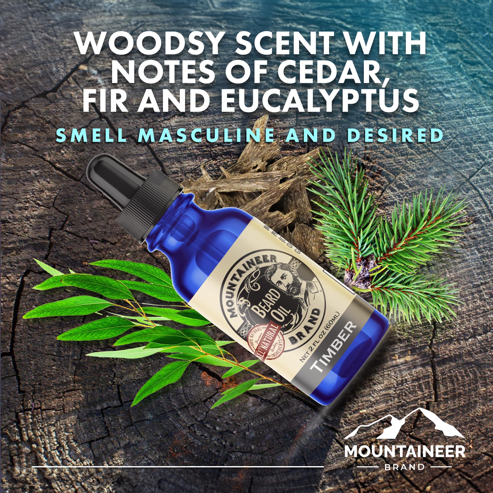 Close up of Mountaineer Brand beard oil ingredients for nourishment