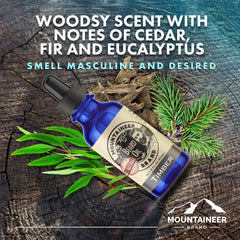 Close up of Mountaineer Brand beard oil ingredients for nourishment