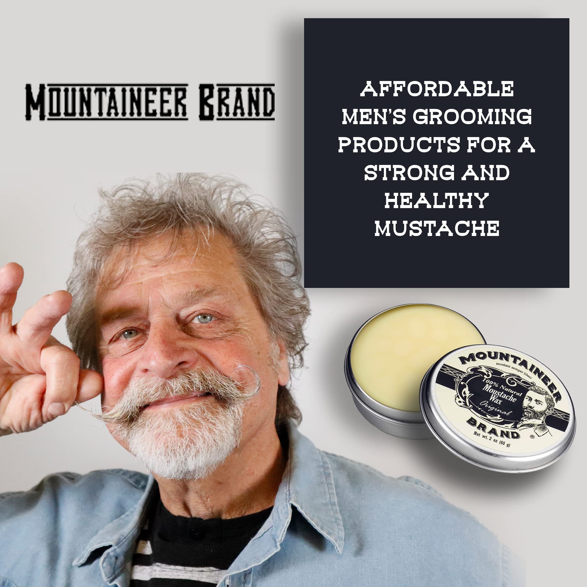 Product finished look with neat, conditioned mustache and subtle shine