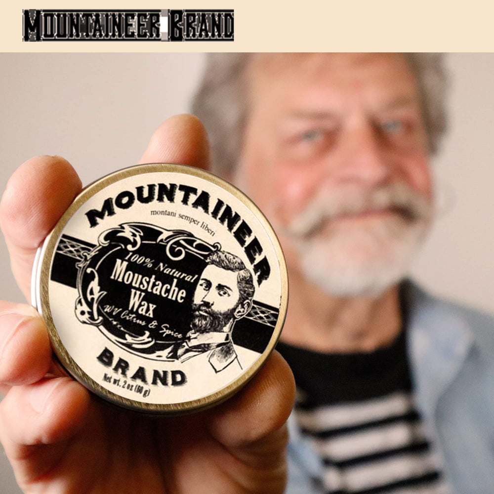 Handmade in West Virginia, Mountaineer Brand wax emphasizes premium natural grooming.