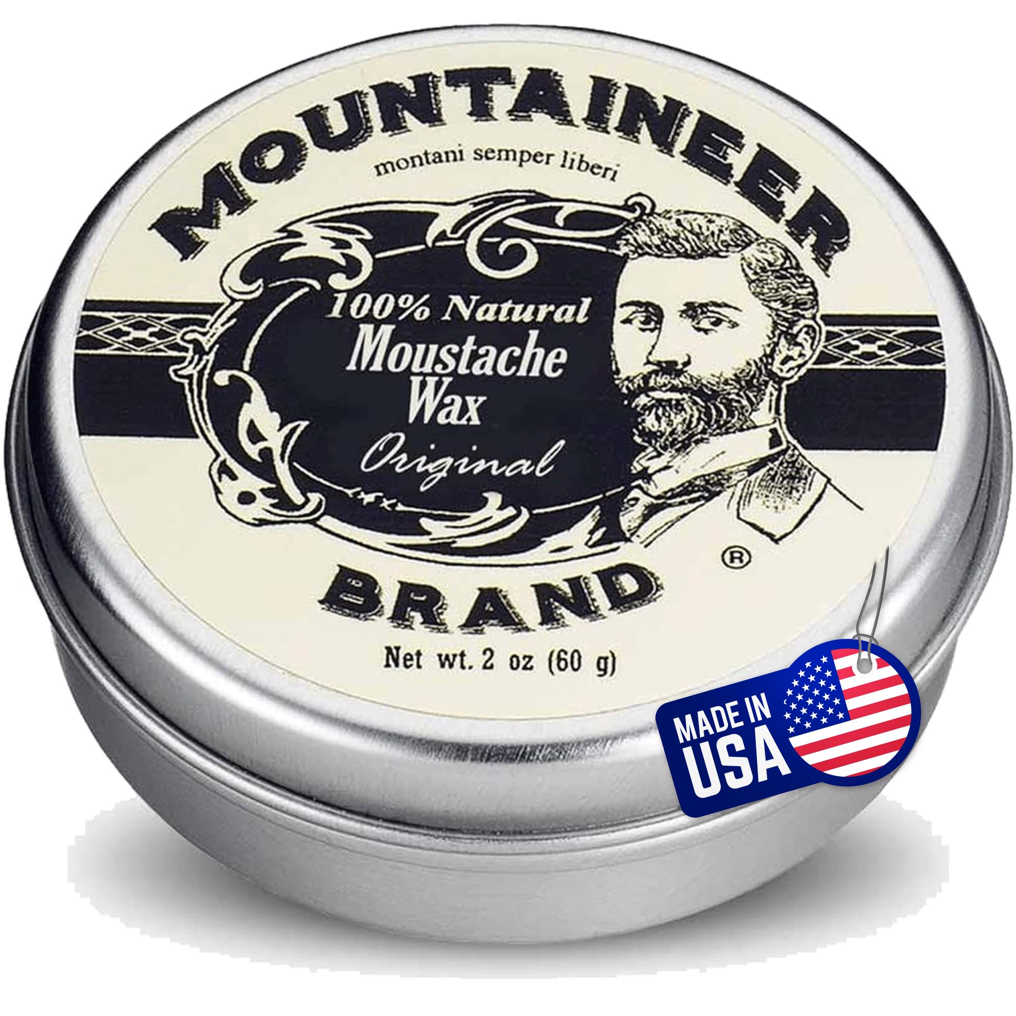 Mountaineer Brand Natural Mustache Wax Original Cedar Fir 2oz jar for long-lasting hold