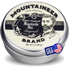 Mountaineer Brand Natural Mustache Wax Original Cedar Fir 2oz jar for long-lasting hold