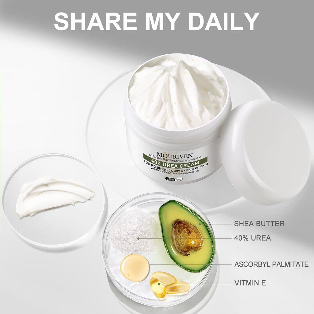 Mouriven Urea Cream 40% on hands providing deep moisturization