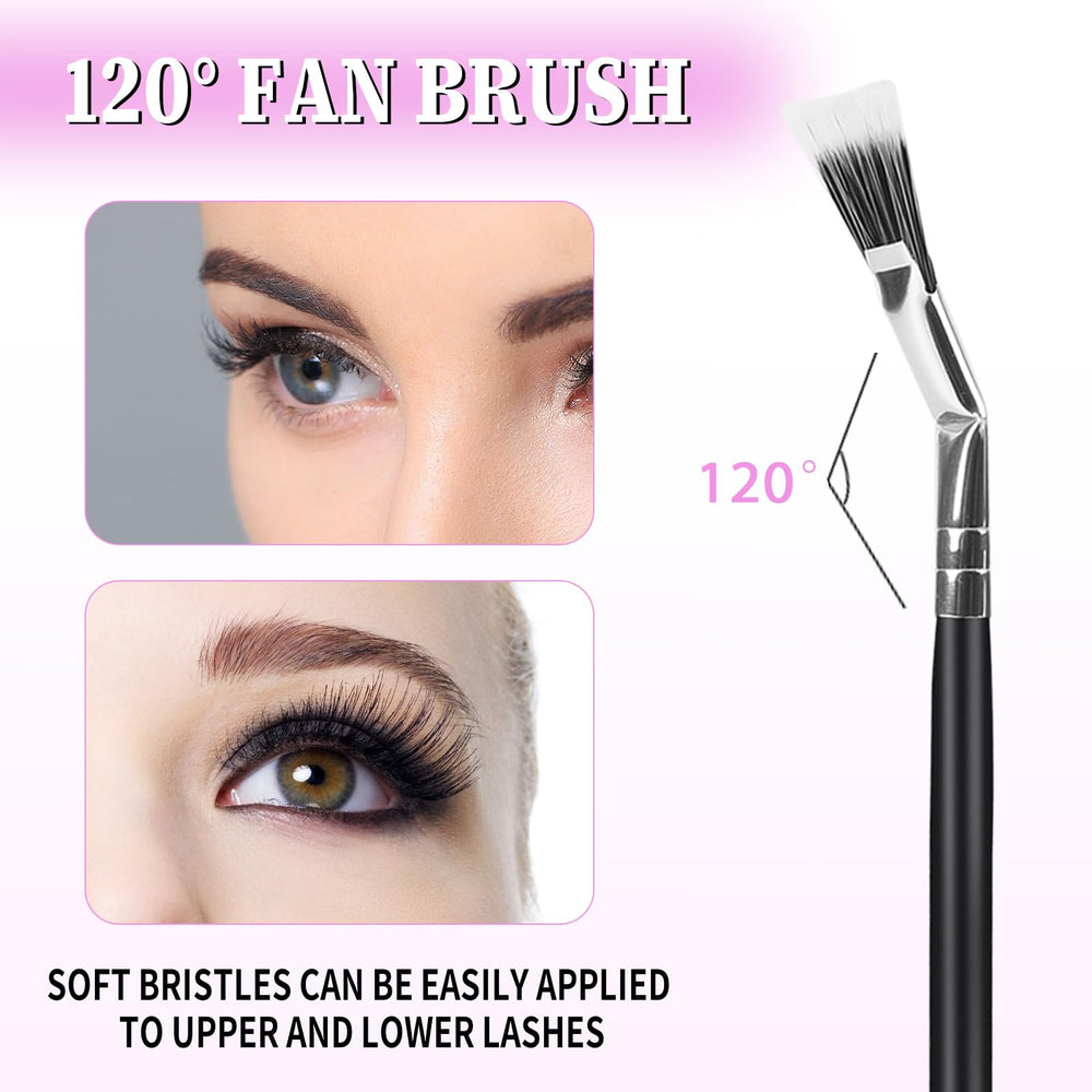 Mozeat Lens angled fan brush with 120-degree design ensures even mascara distribution.