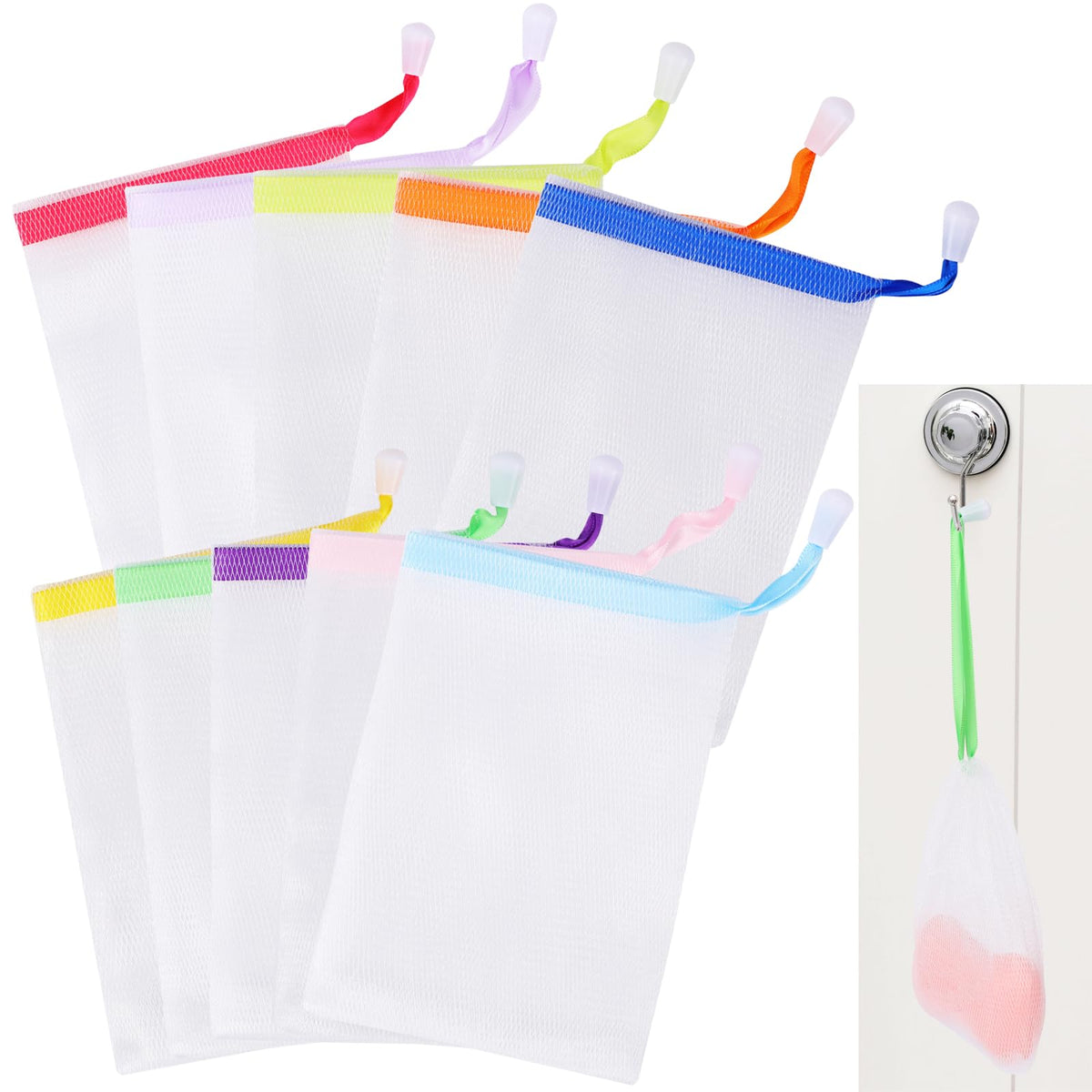 Mozeat Lens bolsa jabón malla exfoliante para exfoliar la piel.